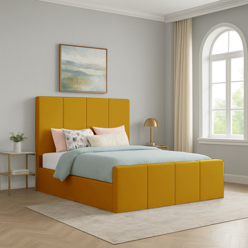 Bigyan Upholstered Ottoman Storage Bed, Double (4'6), Turmeric