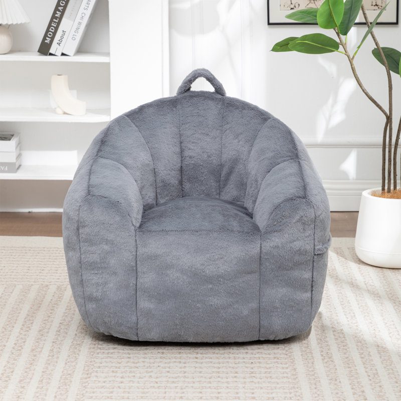Fabric Bean Bag Chair, Dark Grey