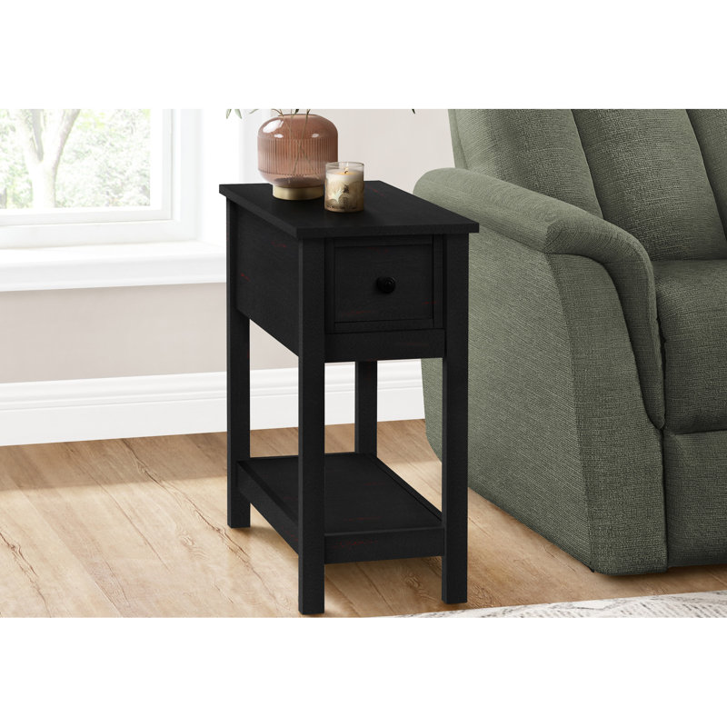 Table d'appoint avec 2 tiroirs et placage noir pour le développement de la chambre à coucher