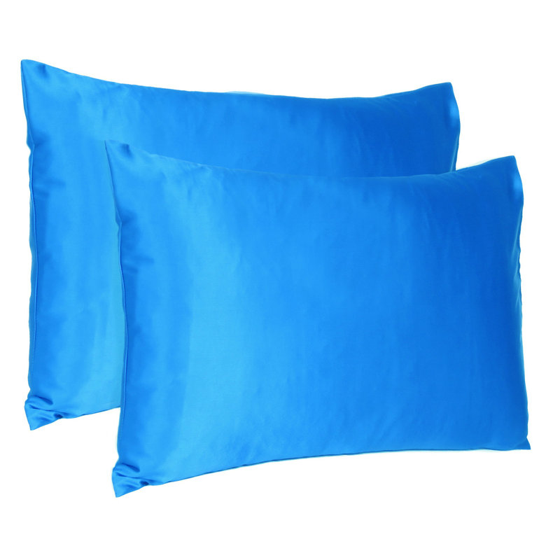 Taie d'oreiller en satin , Standard, Bleu