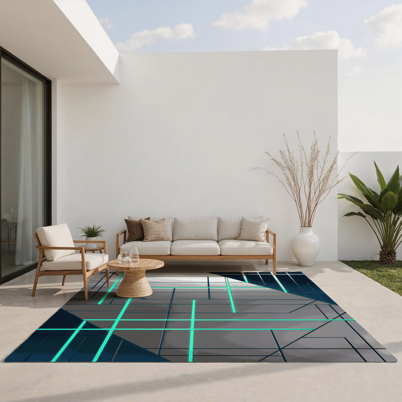 Astral Echo Indoor And Outdoor Area Rug, Rectangle 5' x 7'