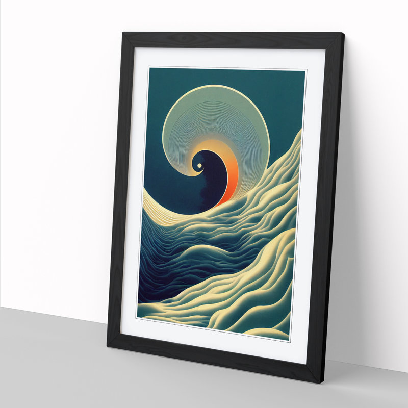 Antwyan Ocean Art Deco Style - Picture Frame Print, Black, 64cm H x 46cm W