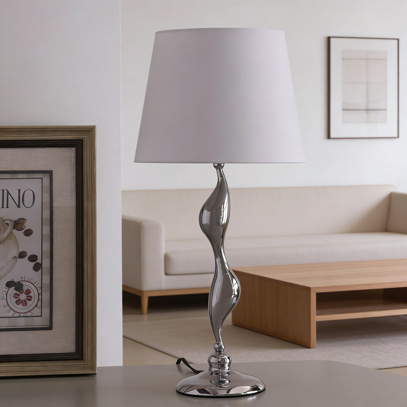 Lampe de table argentée 24 "Erte Art Deco Silhouette