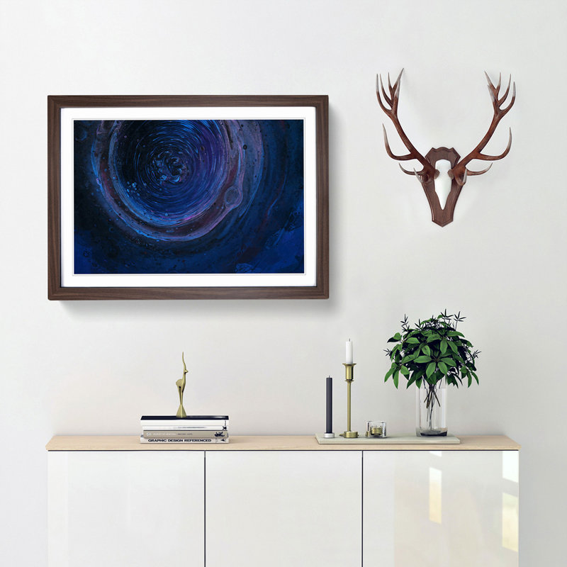 Harmony of the Night in Abstract - Picture Frame Painting Print, 36cm H x 48cm W x 2cm D, Walnut Framed