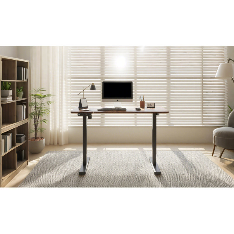Bureau électrique à hauteur réglable pour la maison et le bureau, Brun / Noir