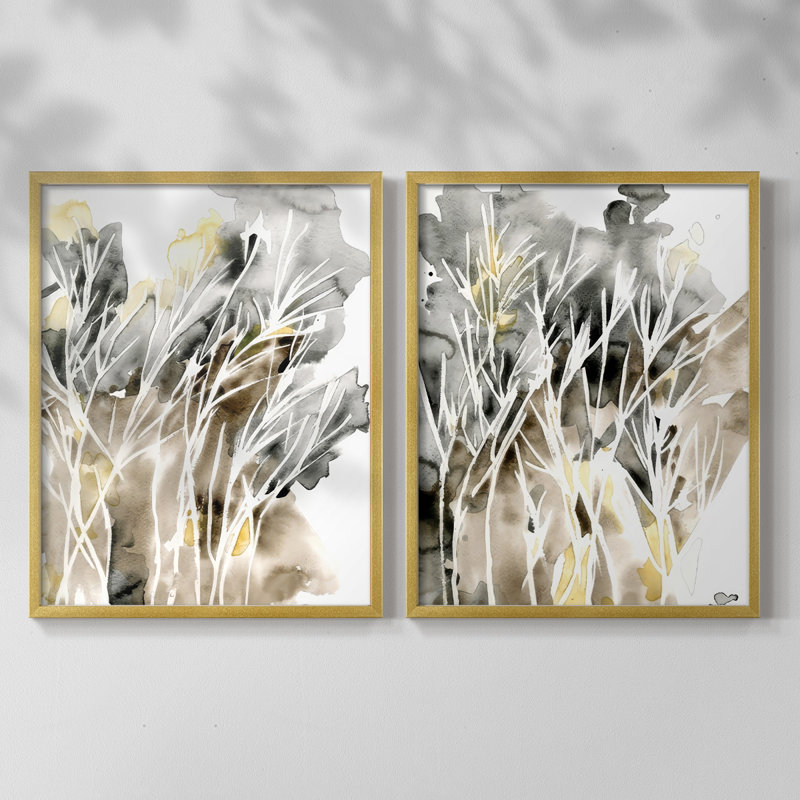 Impression encadrée Wispy Weeds I-Premium - prêt à être accroché - aucun clou requis - aucun clou requis, Doré