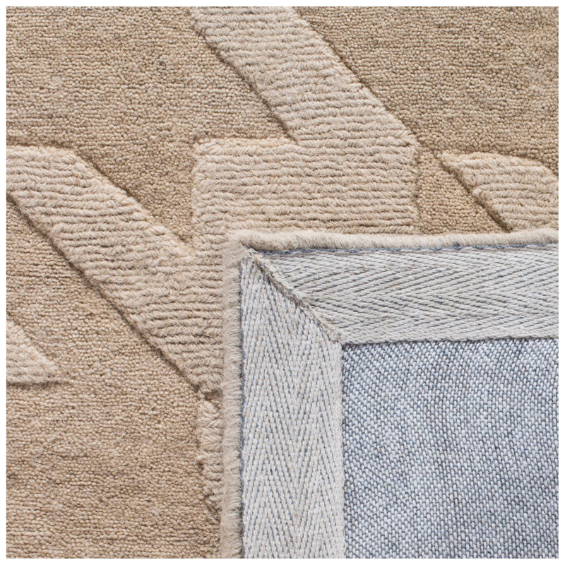 Hand-Tufted Beige Wool Square Area Rug