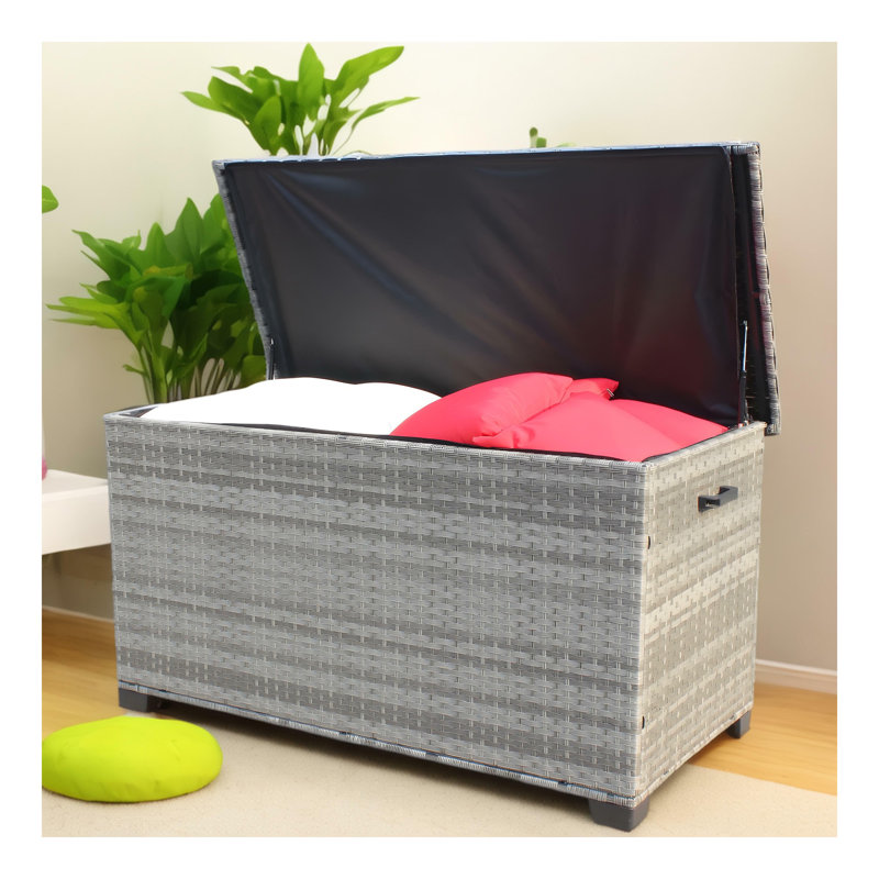 Wicker Patio Furniture Storage Box (Grey )