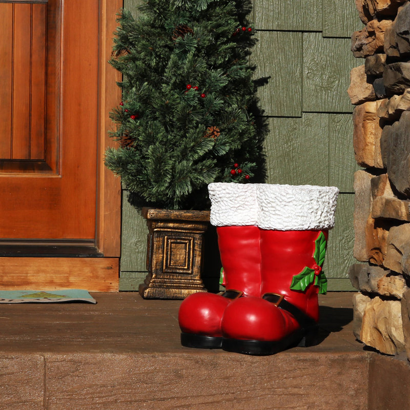 Santa Boots 13" Polyresin Christmas Decor Statue