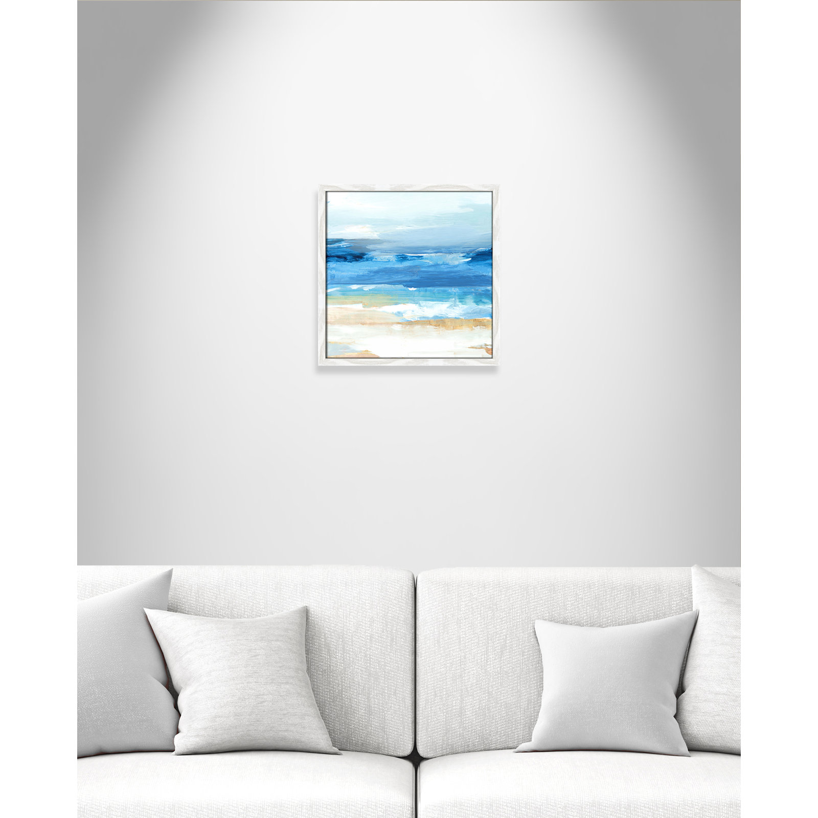 Daphnee "Surface Waves" Painting, 17" H x 17" W x 0.75" D, White Framed