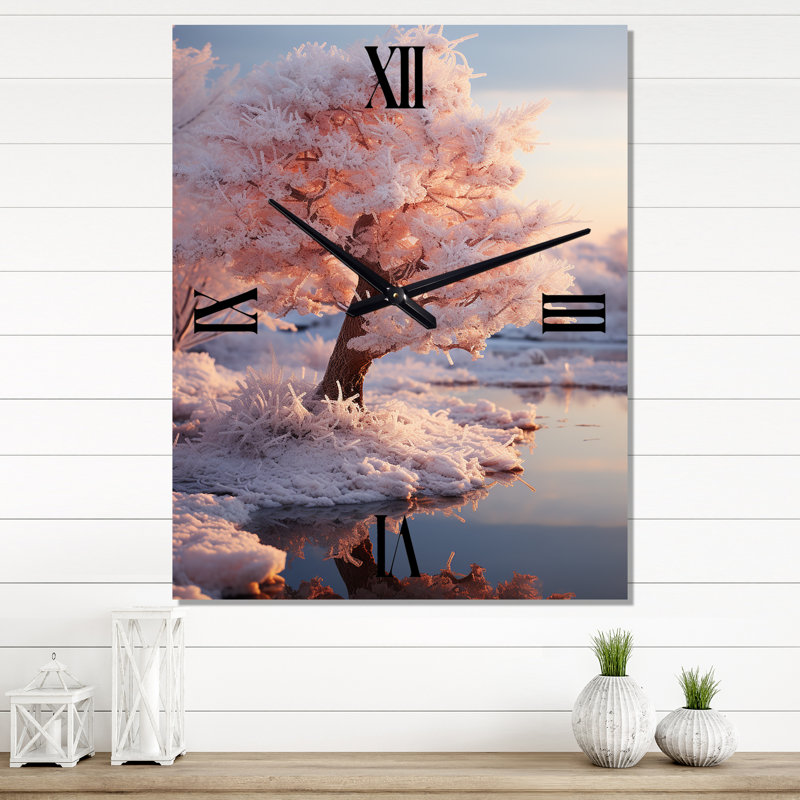 Horloge murale paysage d'hiver Frozen Sunlight III, Petit