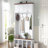 VIBE HAUS 59''W Entryway Hall Tree with Bench and Storage, Farmhouse Wood-grain Accent 4-in-1 Hall Tree with Cabinets, Coat Racks and Hooks for Hallway, Entryway, living room and Mudroom