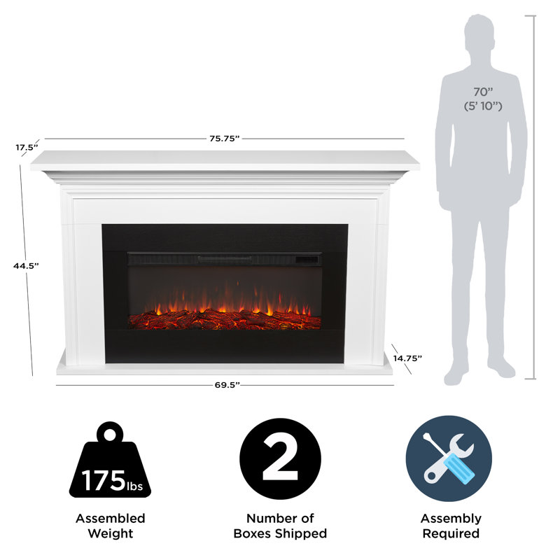 Cleo 76" Landscape Electric Fireplace In White