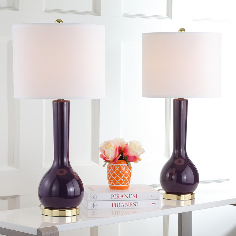 Amoure Ceramic Table Lamp, Dark Purple