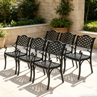 Ensemble de 6 chaises de jardin en fonte d'aluminium, chaises de conversation pour terrasse, mobilier de patio pour jardin, balcon, véranda