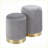 Ottoman Set, Contemporary Nesting Pleated Gray Velvet with Gold Metal Base &amp; Removable Lid | Gold | Metal-580348267