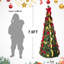 Arbre de Noël de 6 pi avec fonction escamotable, 150 lumières et éléments blanc chaud, convient aux petits espaces de bureau