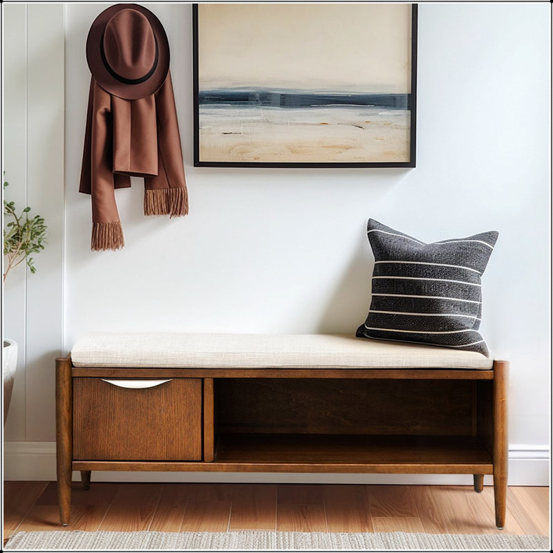 Banc d'appoint avec rangement et coussin rembourré