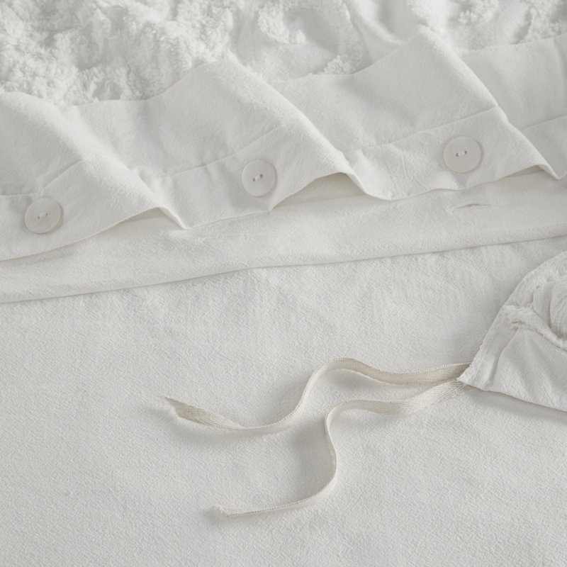 Ensembles de literie luxueux en coton ivoire, design capitonné moderne avec confort 3 pièces