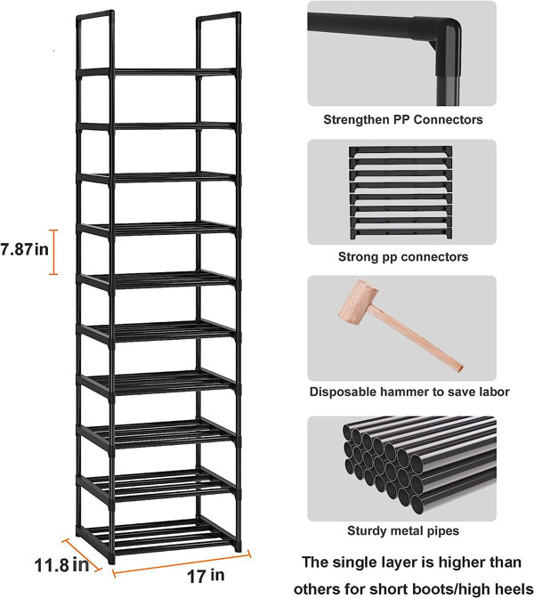 20 Pair Stackable Shoe Rack Rebrilliant Finish: Black