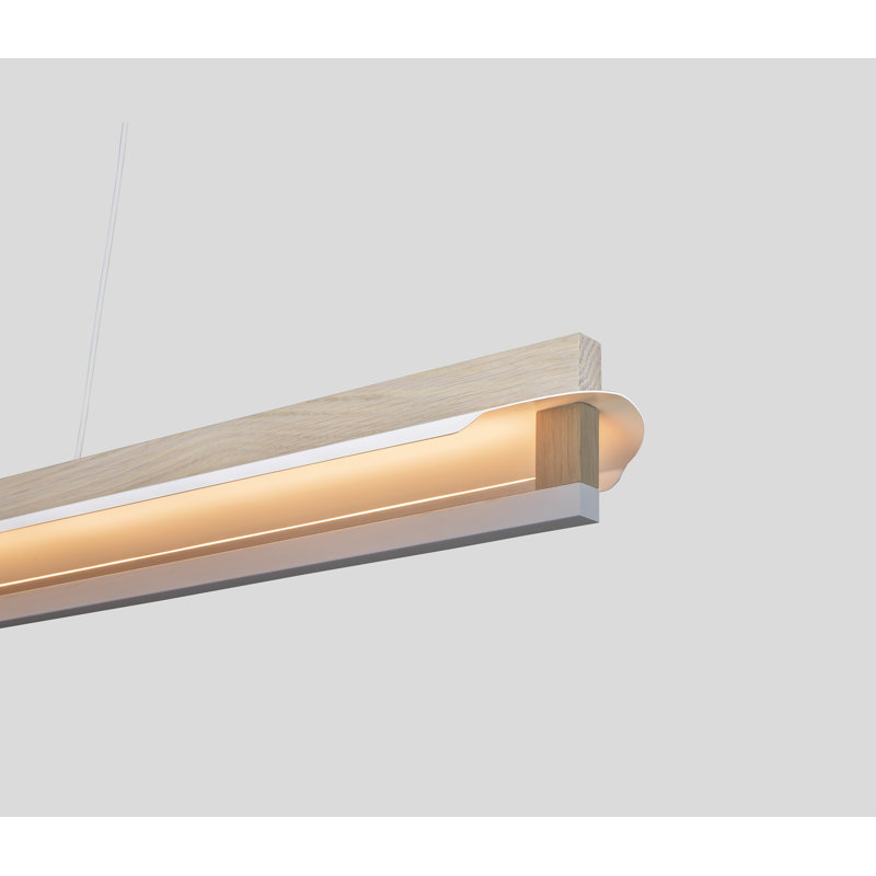 Nubis Linear Pendant -  White Washed Oak - White Canopy - Linear Canopy - Integrated LED, 3500 K
