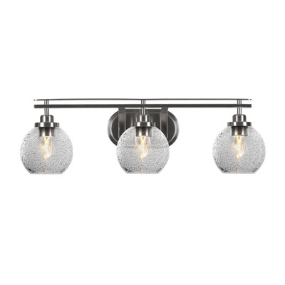 Barre d'éclairage de salle de bain 3 lumières Odyssey au fini noir mat avec verre de 5,75 po