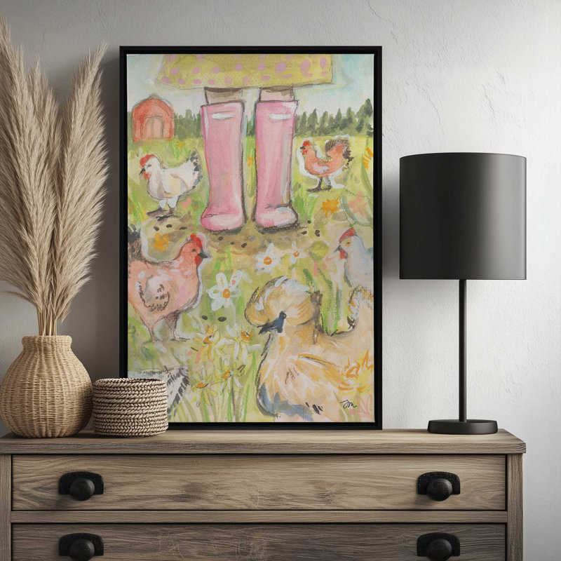 «Chicken Mama» par Jessica Mingo, reproduction d'art, 12 W x 18 H, Brown, Framed Canvas