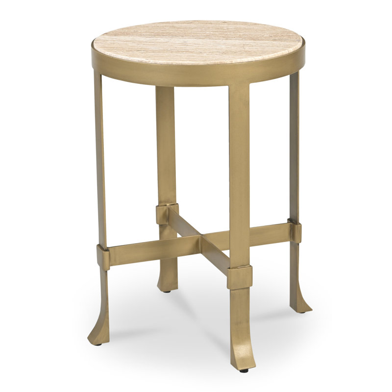 Holli Side Table White Marble, Travertine