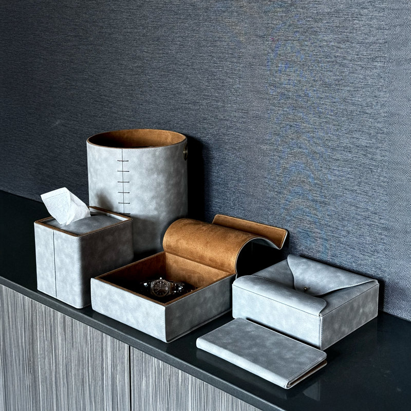 Leather Booklet Notepad Holder, Gray
