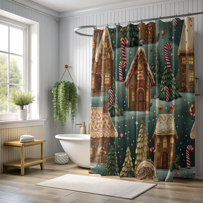Sweet Noel - Rideau de douche Premium, H 74 po x l 71 po, Noël 1