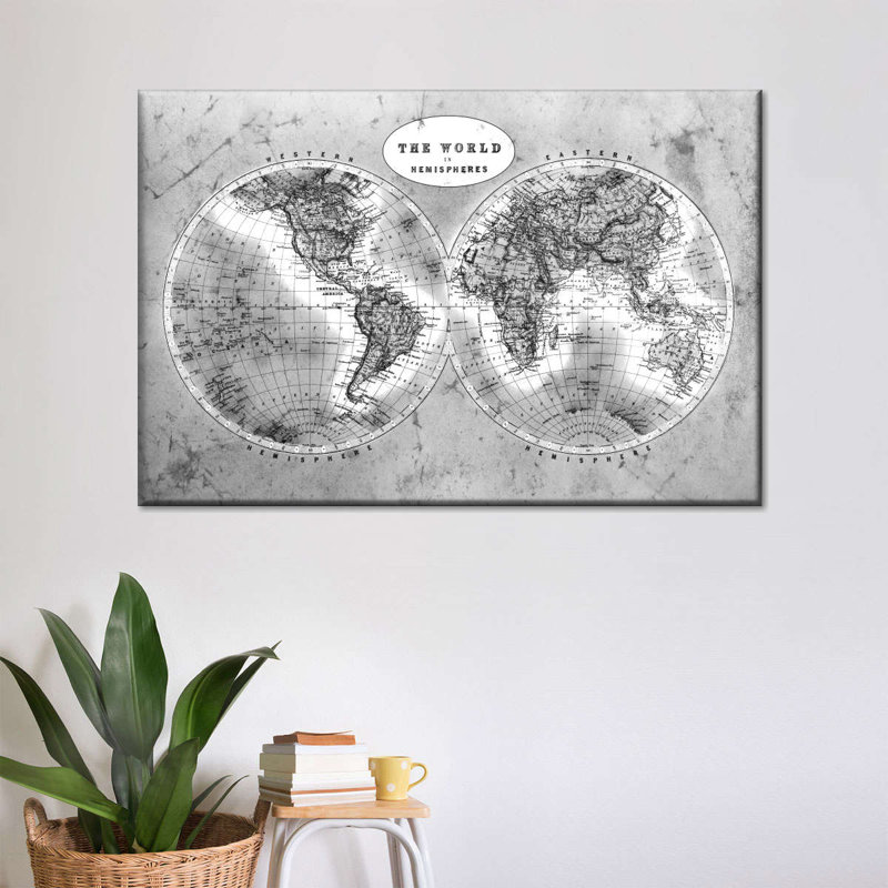 «Découvrez le monde BW Map», reproduction sur toile tendue, H 8 po x l 12 po x P 1 po