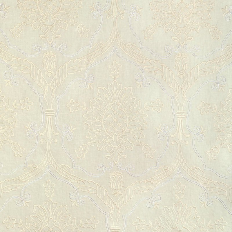 Arcadia Hayes Embroidery Fabric, Ivory