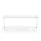 eFloat Quattro, 23 in. D x 58 in. W Sit-Stand Desk with Carbon Black Base, Carbon Black Painted Wood Top, and Black Salzburg Leather Cable Manager