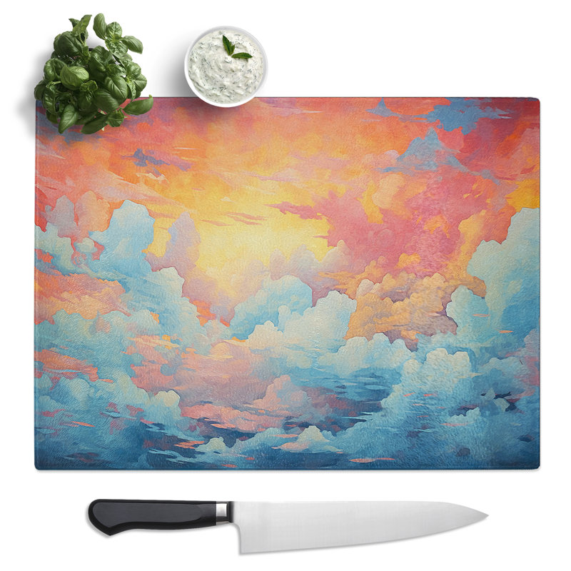 Cloudy Sky Orphism  Glass Chopping Board