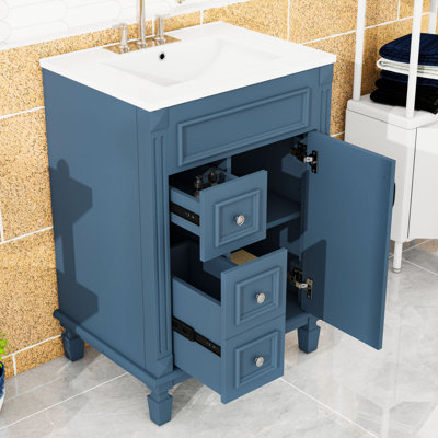 Meuble-lavabo avec lavabo, 2 tiroirs et tablette réglable
