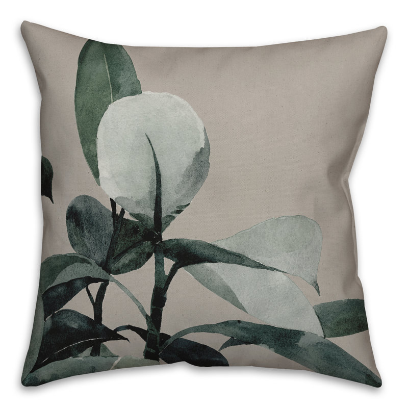 Floral Outdoor Reversible Throw Pillow, Beige
