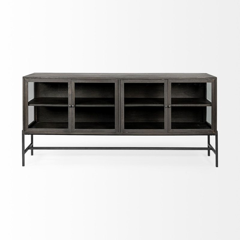 Arelius 70'' W Solid Wood Sideboard, Black/Dark Brown