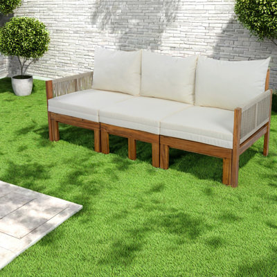 Canapés de patio multifonctionnels avec structure en bois d'acacia, design moderne pour les espaces extérieurs
