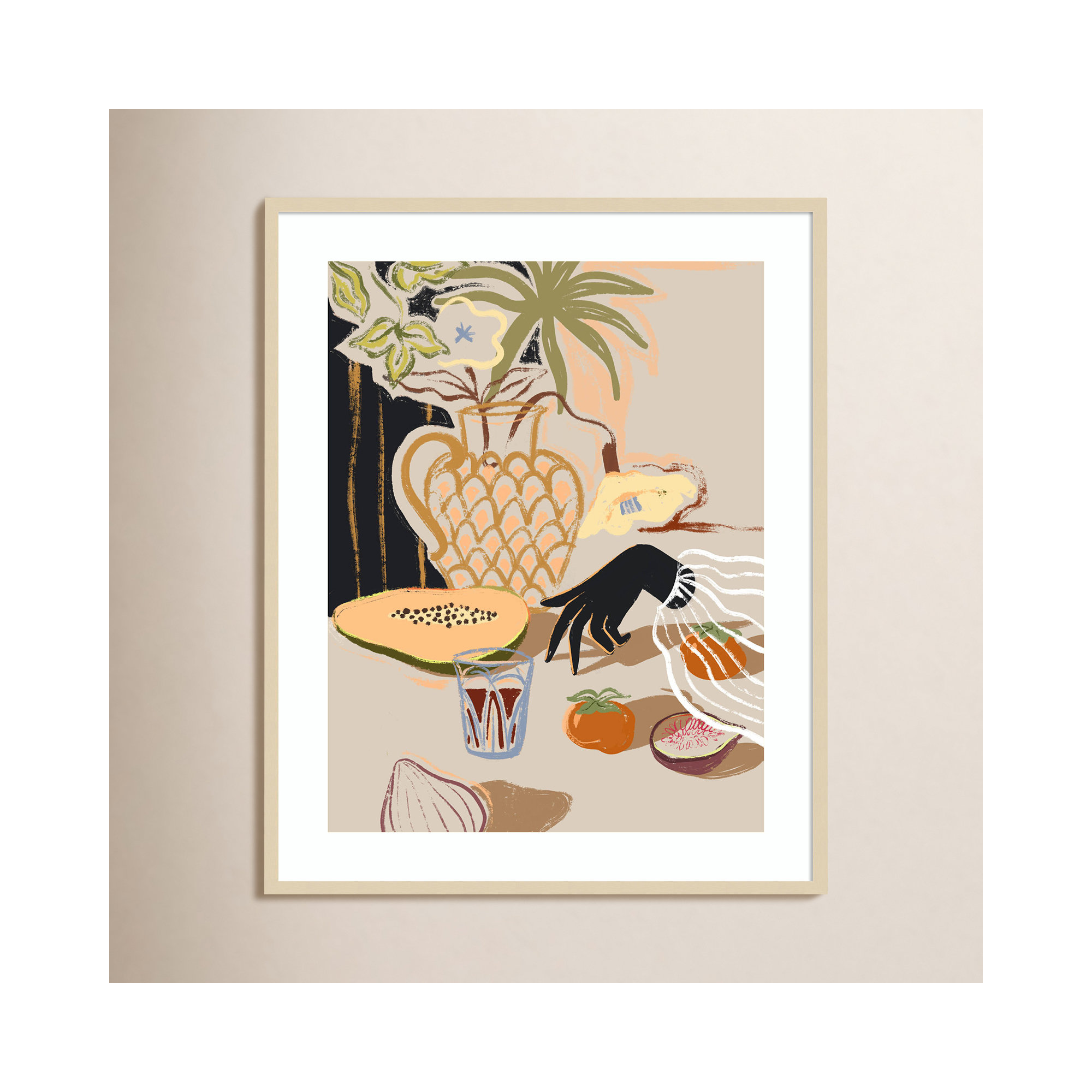 Fruitful Spread by Arty Guava Wood Framed Wall Art Print, 41" H x 33" W, Brown