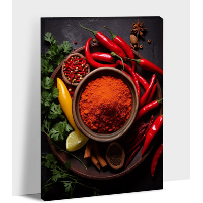 Adriany Chili Pepper Food Still Life, reproduction d'art culinaire rustique pour cuisine, salle à manger, décoration murale, toile encadrée, prête à être suspendue, 12 po x 18 po