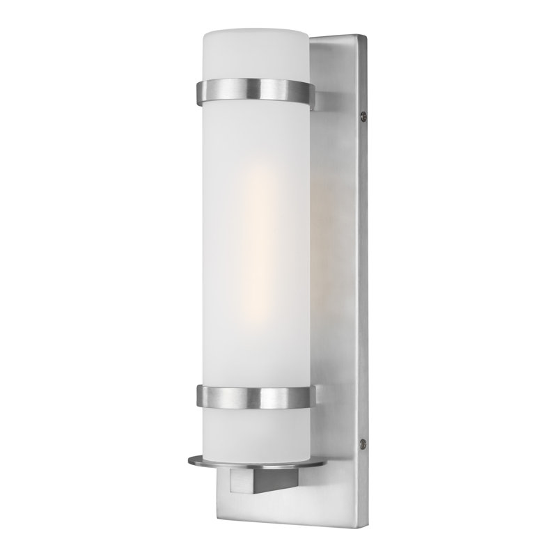 Alban Small One Light Outdoor Wall Lantern from Generation Lighting , Satin Aluminum, No, 14" H x 4.5" W x 4.25" D