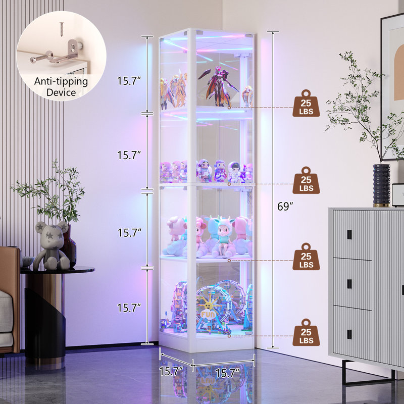 15.8"W Corner Display Cabinet, White