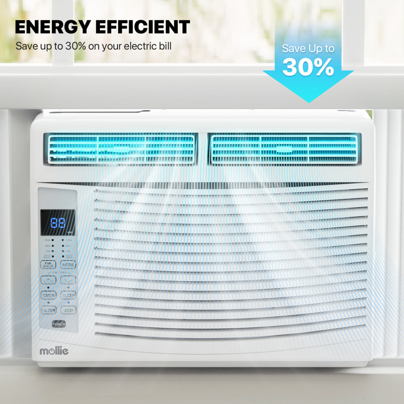 Mollie 6000 BTU White Smart Window Air Conditioner with Remote and WiFi