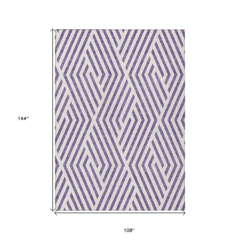 Tapis extérieur lavable antidérapant 9 pi x 12 pi mauve et blanc