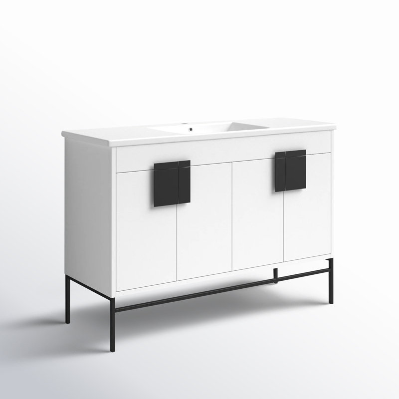 Ensemble de meuble-lavabo simple 48 po Maisie, Noir, Peinture blanc mat