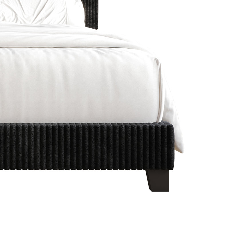 Lit tapissier en velours Pravesh, Grand, Noir