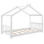 Lit plateforme simple avec tête de lit et pied de lit, conception de toit, blanc-1061000454
