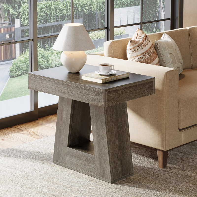 24" 2-Tier Rustic Wooden  Side End Table, Gary