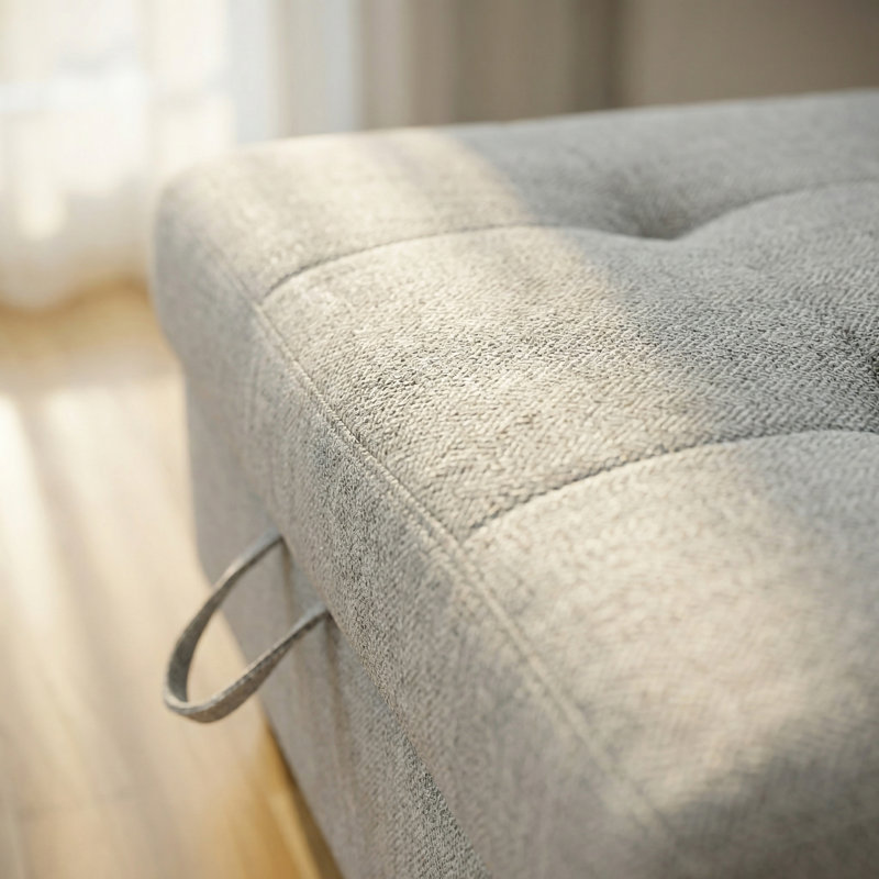 Banc de rangement gris capitonné en lin avec repose-pieds, repose-pieds rectangulaire rembourré avec charnière à gaz de sécurité, repose-pieds multifonctionnel pour le salon, la chambre à coucher et le vestibule