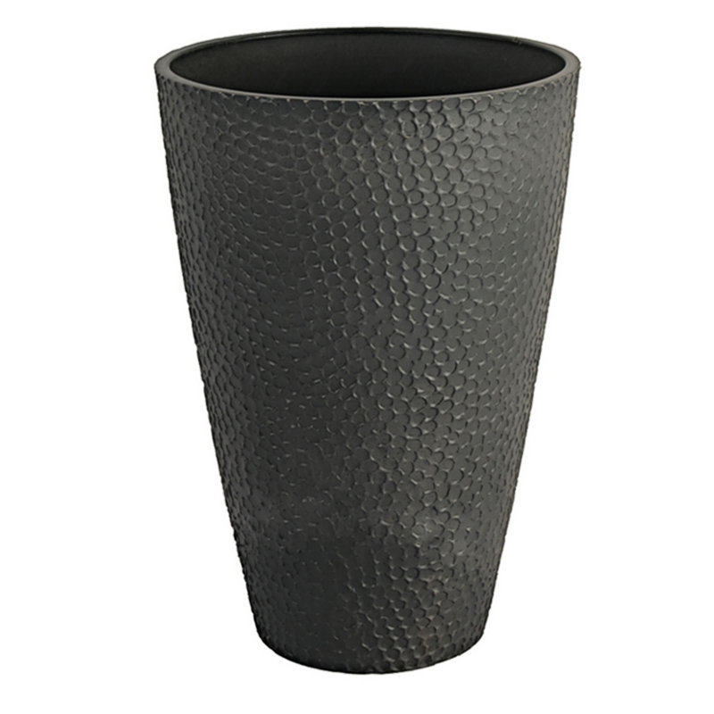 Cara Composite Hammer Texture Pot Planter, Gray